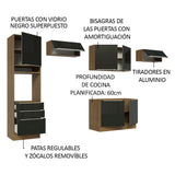 Combo completo de Cocina 340cm Marrón/Negro Lux Madesa 01