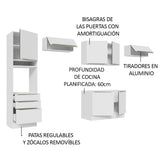 Combo Completo de Cocina 340 x 60 cm Blanco/Blanco Aterciopelado Lux Madesa 01