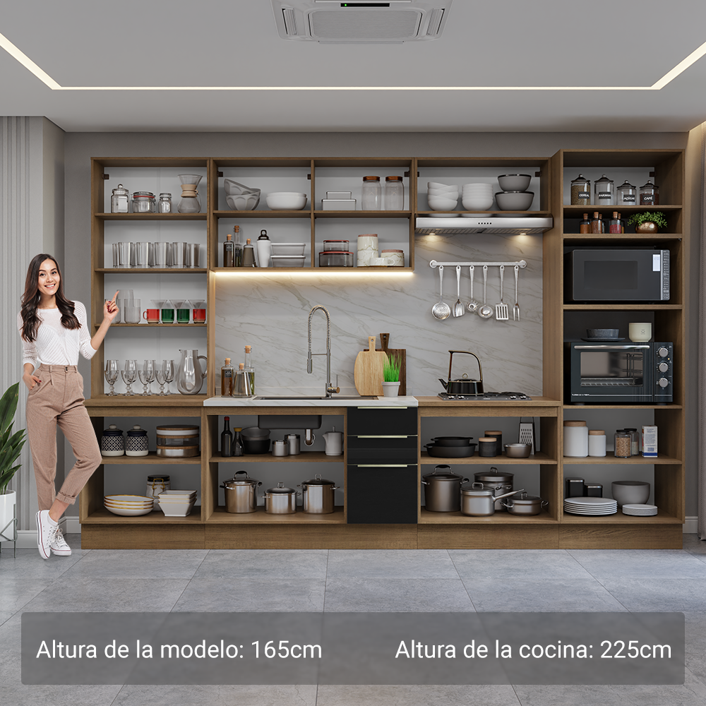 Combo completo de Cocina con Cristalero 340 cm Madesa Lux MN 02