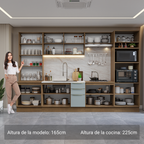 Combo completo de Cocina 340 cm con Cristalero 14 Puertas 3 Cajones Sin Mesada Marrón/Gris Lux Madesa