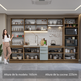 Combo completo de Cocina con Cristalero 340 cm Madesa Lux MG 02