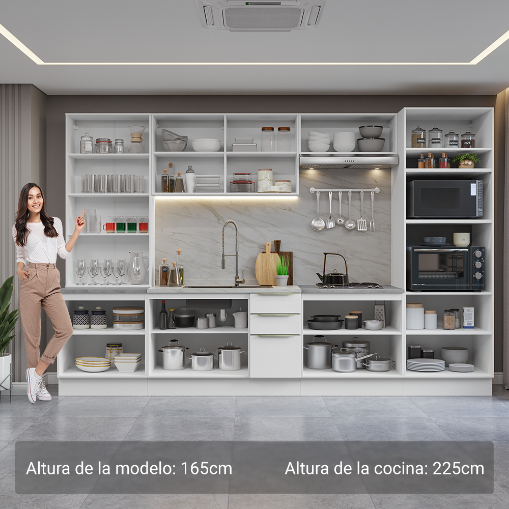 Combo completo de Cocina con Cristalero 340 cm Madesa Lux BB 02