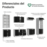 Combo completo de Cocina 340 x 60 cm Blanco/Negro Lux Madesa 04