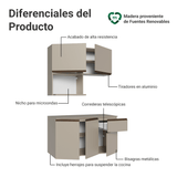 Combo de Cocina 120 cm Flotante Crema Nice Madesa 06