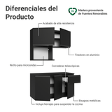 Cocina Compacta 120 cm Flotante Negro Nice Madesa 06