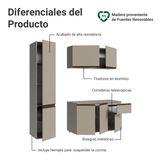 Cocina Compacta 160 cm Sin Patas Nice Crema 02