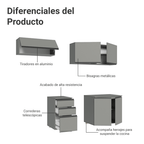 Combo completo de Cocina Flotante Nice 200 cm 5 Puertas (Con Mesada) Gris 05 Madesa