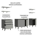 Cocina Compacta 240 cm Gris Nice Madesa 01