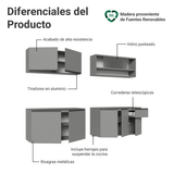 Combo Completo de Cocina Flotante 240 cm Gris Nice Madesa 04