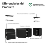 Combo Completo de Cocina 240 cm Flotante Negro Nice Madesa 10
