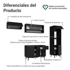 Combo Completo de Cocina 260 cm 8 Puertas 1 Cajón con Mueble para Horno y Microondas Negro Nice Madesa