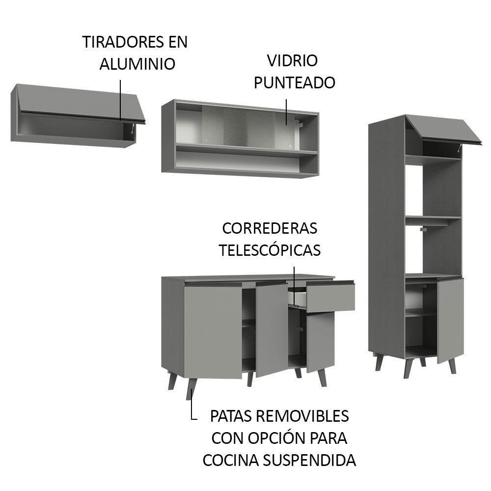 Combo Completo de Cocina 260 cm Gris Nice Madesa 04