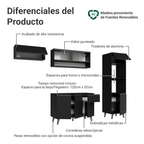Combo Completo de Cocina 260 cm 8 Puertas 1 Cajón con Mueble para Horno y Microondas Negro Nice Madesa