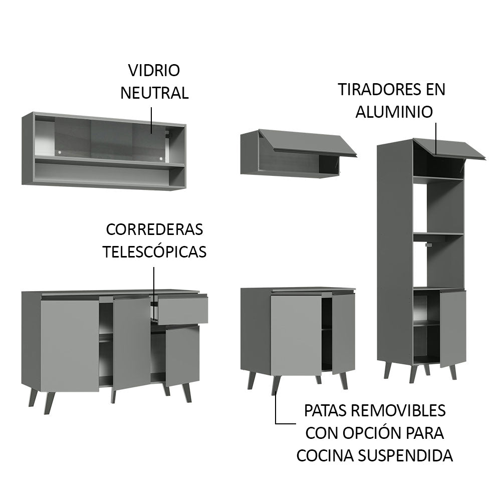 Combo Completo de Cocina 260 cm Gris Nice Madesa 06