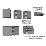 Combo de Cocina 260 cm Sin Patas Nice Gris 13