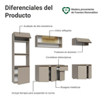 Combo Completo de Cocina 260 cm 10 Puertas 1 Cajón Flotante con Mueble para Horno y Microondas Crema Nice Madesa