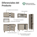 Combo Completo de Cocina 280 cm 11 Puertas 1 Cajón Crema Nice Madesa
