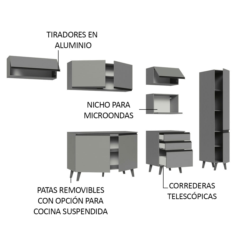 Combo Completo de Cocina 300 cm Gris Nice Madesa 05