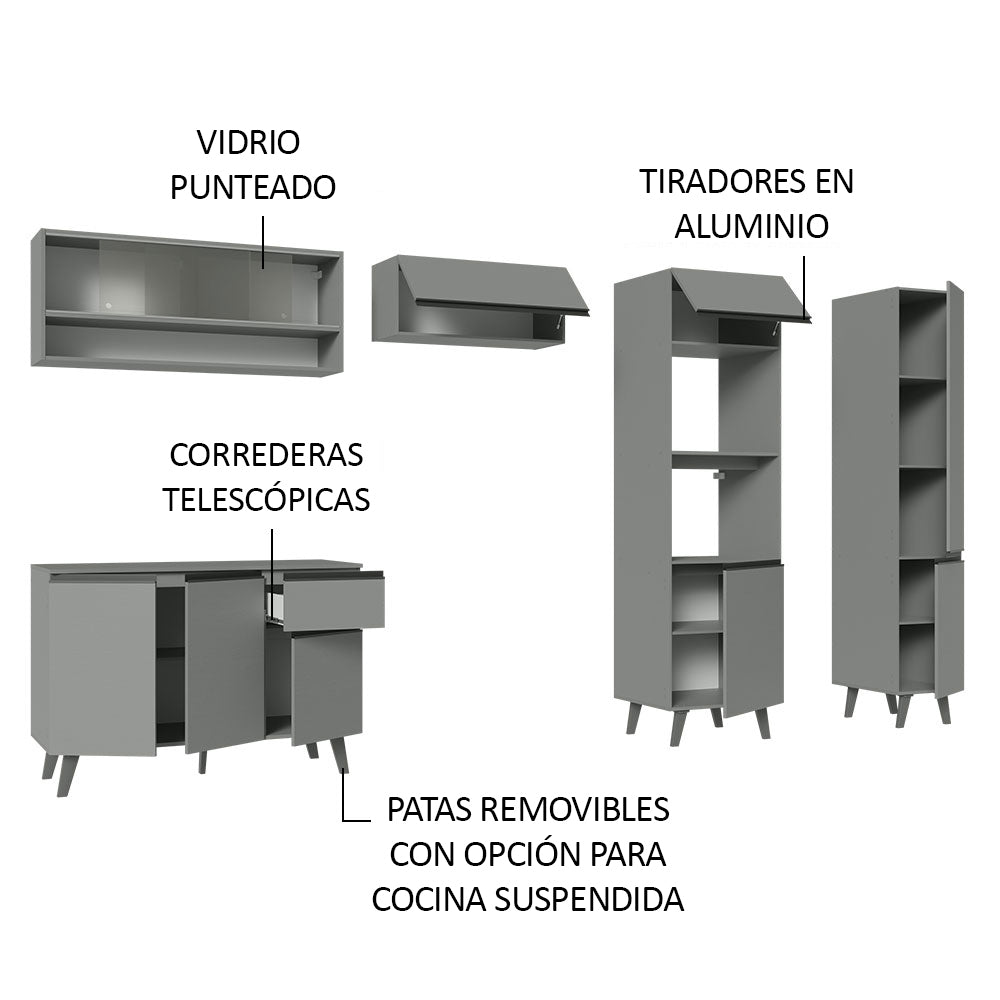 Combo Completo de Cocina 300 cm Gris Nice Madesa 08
