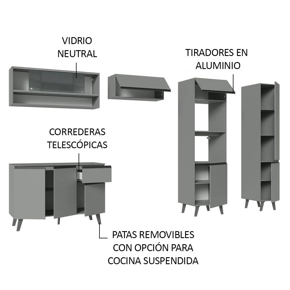 Combo Completo de Cocina 300 cm Gris Nice Madesa 09