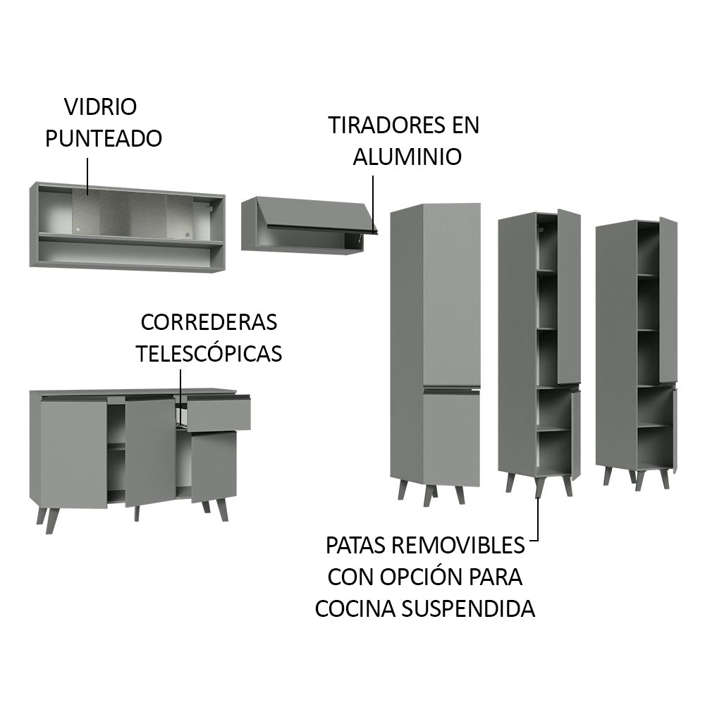 Combo Completo de Cocina 320 cm Gris Nice Madesa 03