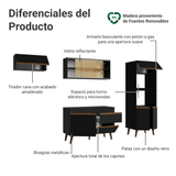 Mueble de Cocina Completa Pieta 260 cm 8 Puertas 1 Cajón (Con Mesada) Negro Madesa
