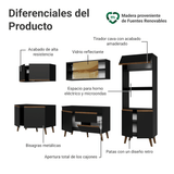 Mueble de Cocina Completa Pieta 310 cm 11 Puertas 1 Cajón (Con Mesada) Negro 01 Madesa