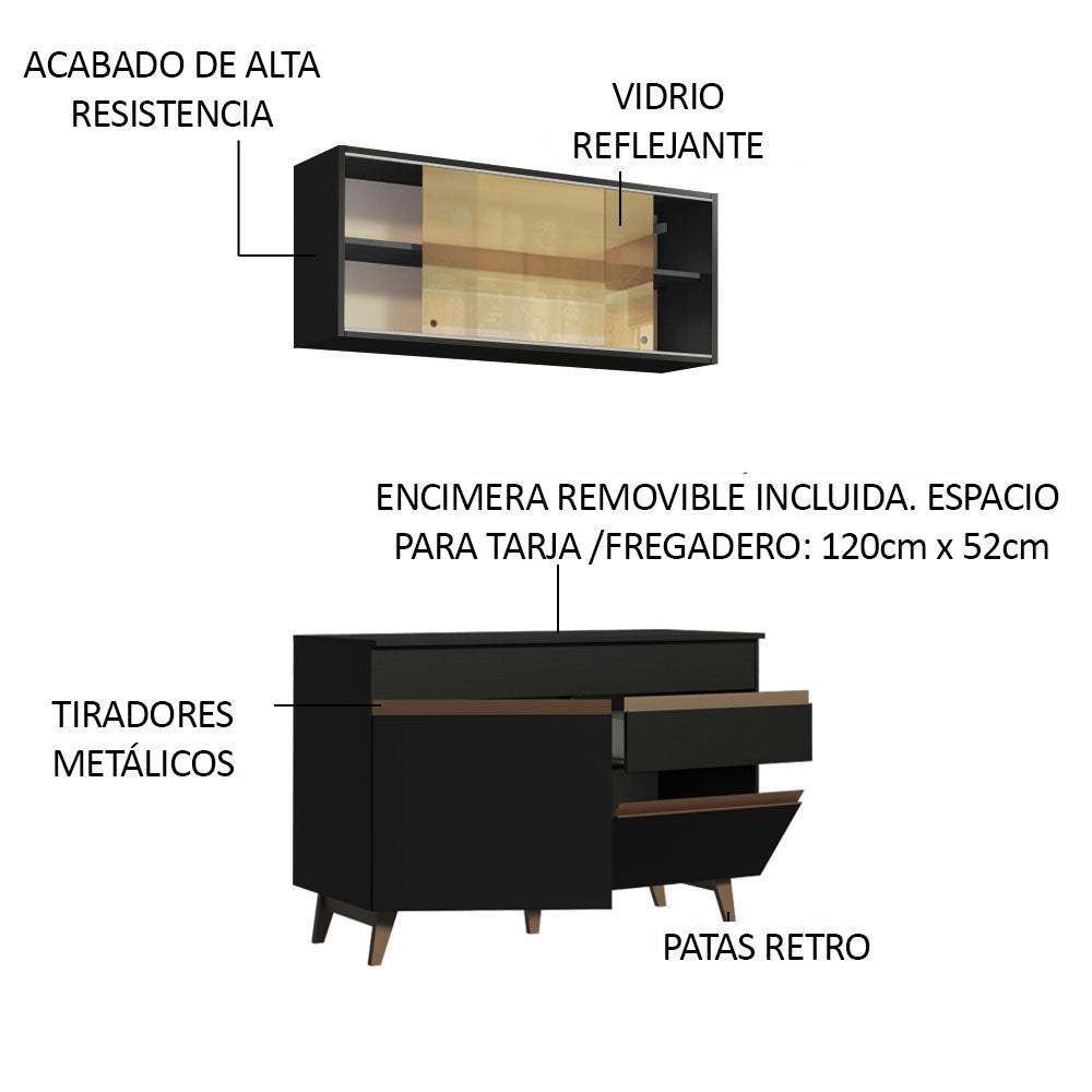 Combo de Cocina Compacta 120cm Reims Negro 01