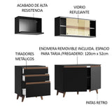 Combo de Cocina Compacta 180cm Negro Reims Madesa 01
