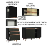 Cocina Compacta 180 cm Reims Negro 01