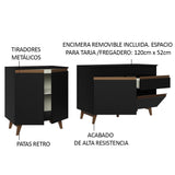 Kit de 2 Bajo Mesada de Cocina 4 Puertas 1 Cajón (Con Tapa) Reims Negro
