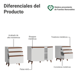 Kit com 3 Bajo Mesada Reims Madesa 2 Puertas 6 Cajones BB