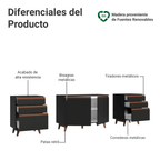 Cocina Compacta 240 cm 2 Puertas 6 Cajones Negro Reims Madesa