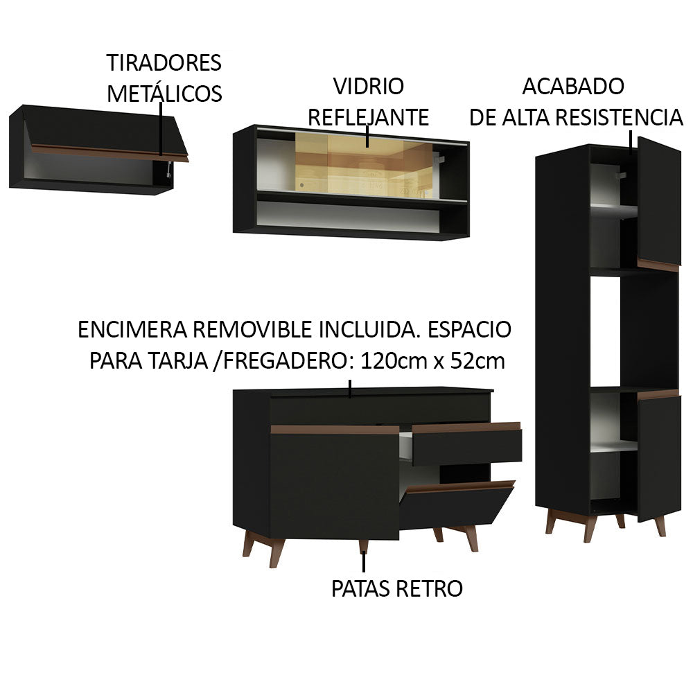 Combo completo de Cocina 250cm Negro Reims Madesa 04