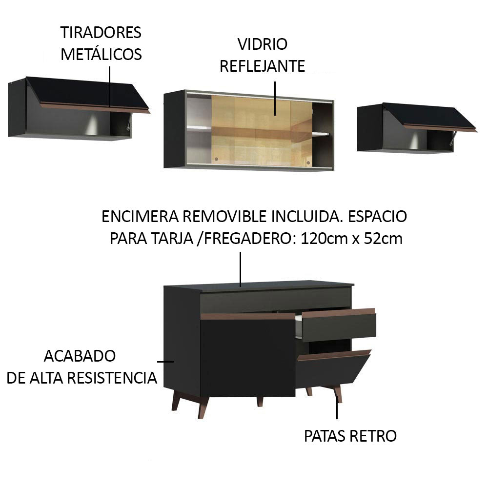 Combo completo de Cocina 260cm Negro Madesa 03
