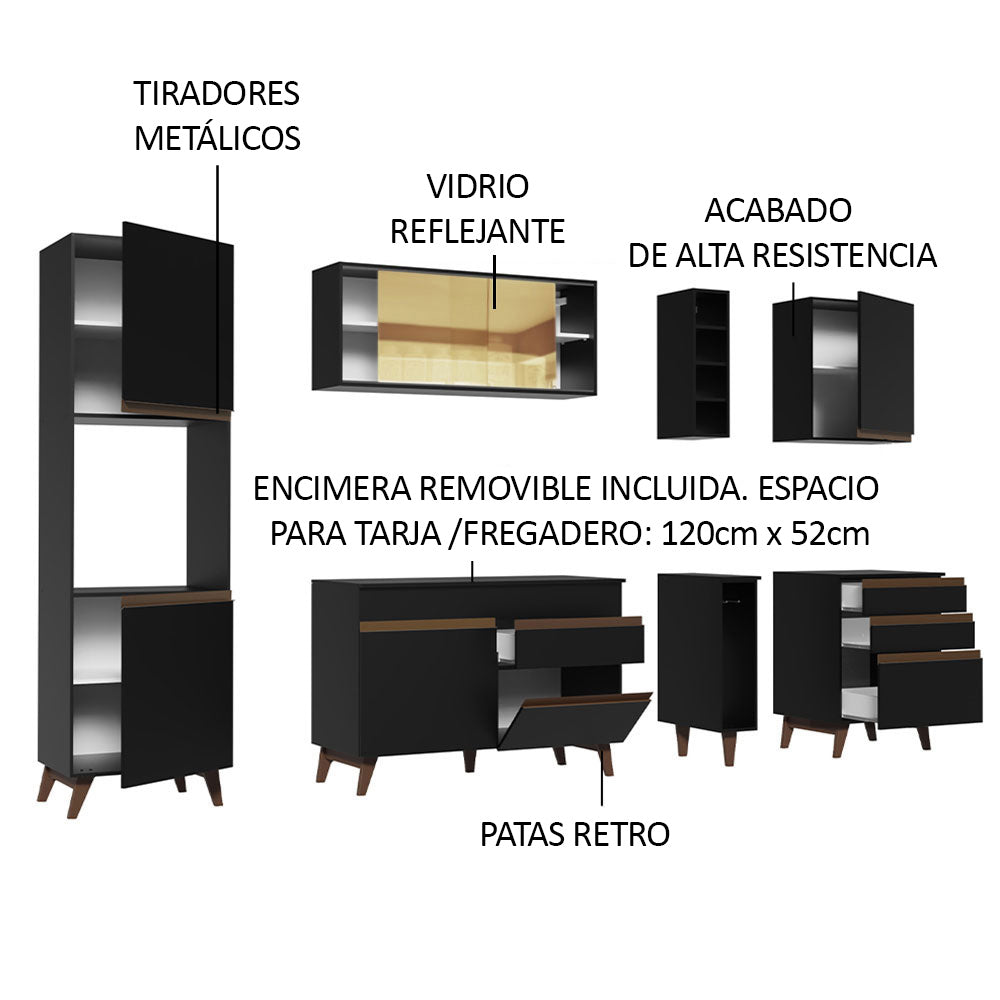 Combo completo de Cocina 260cm Negro Reims Madesa 04