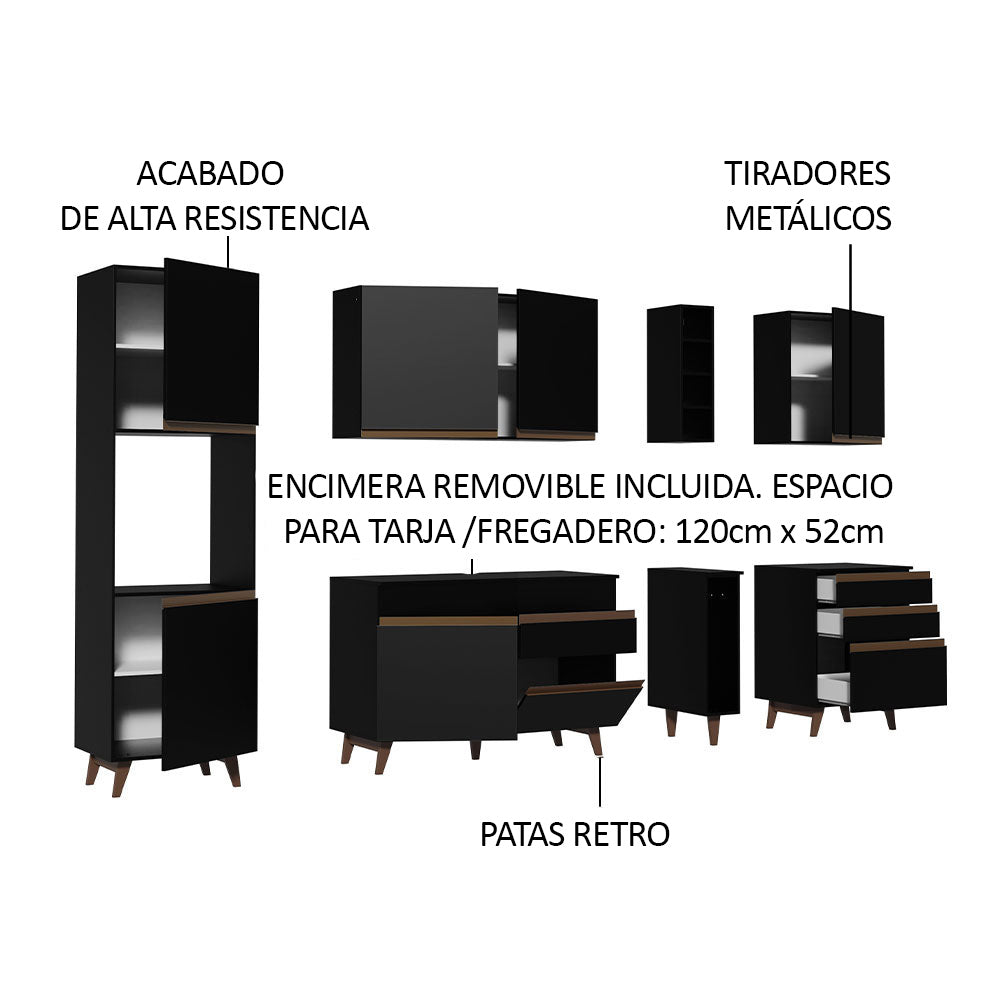 Combo completo de Cocina 260cm Negro Reims Madesa 05