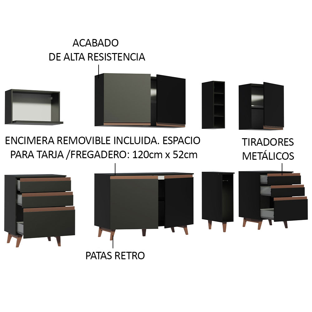 Combo completo de Cocina Madesa Reims 260cm NM 06