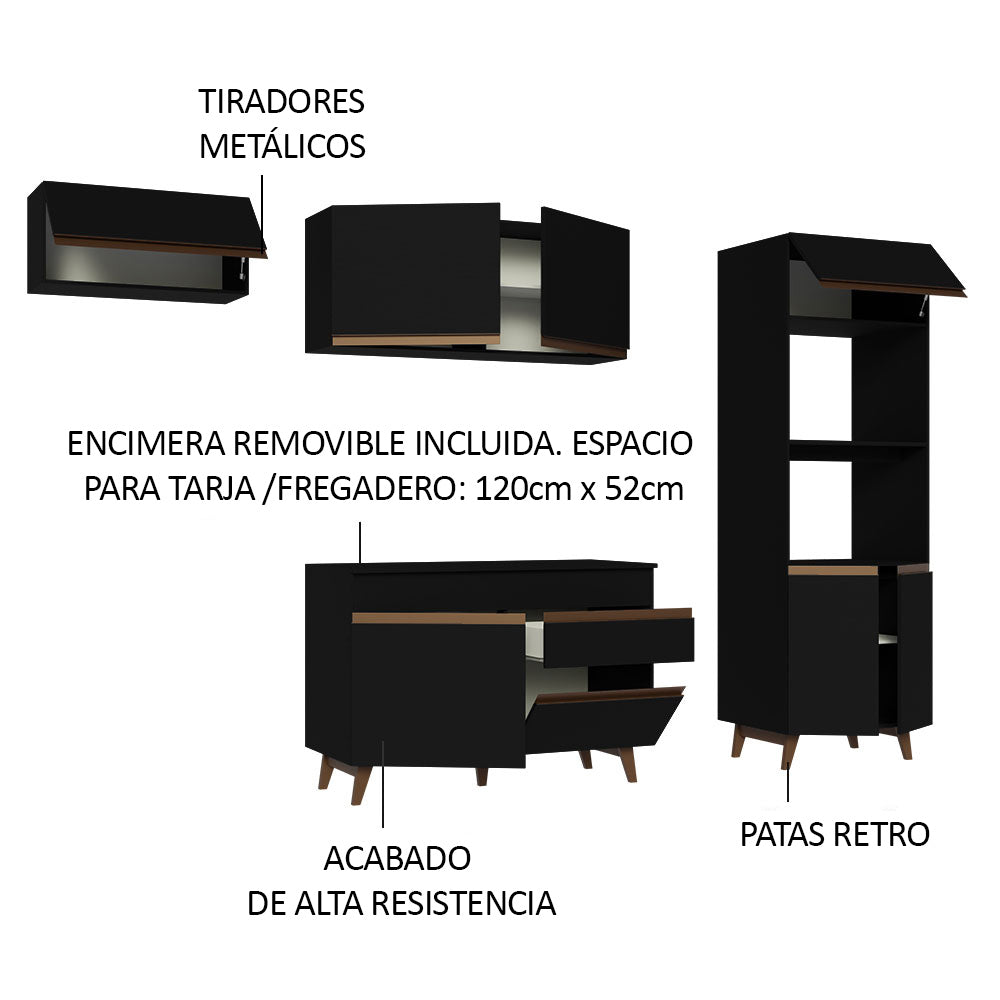 Combo completo de Cocina 260 cm Reims Negro 08