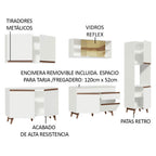 Combo Completo de Cocina 300 cm 10 Puertas 1 Cajón con Mueble para Horno o Microondas Blanco Reims Madesa 01
