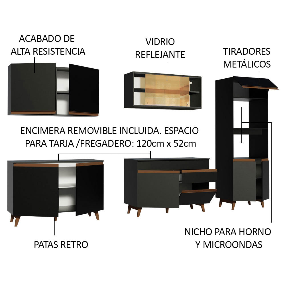 Combo completo de Cocina 310 cm Reims Negro 01