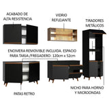 Combo completo de Cocina Madesa Reims 310cm Negro/Marrón 01