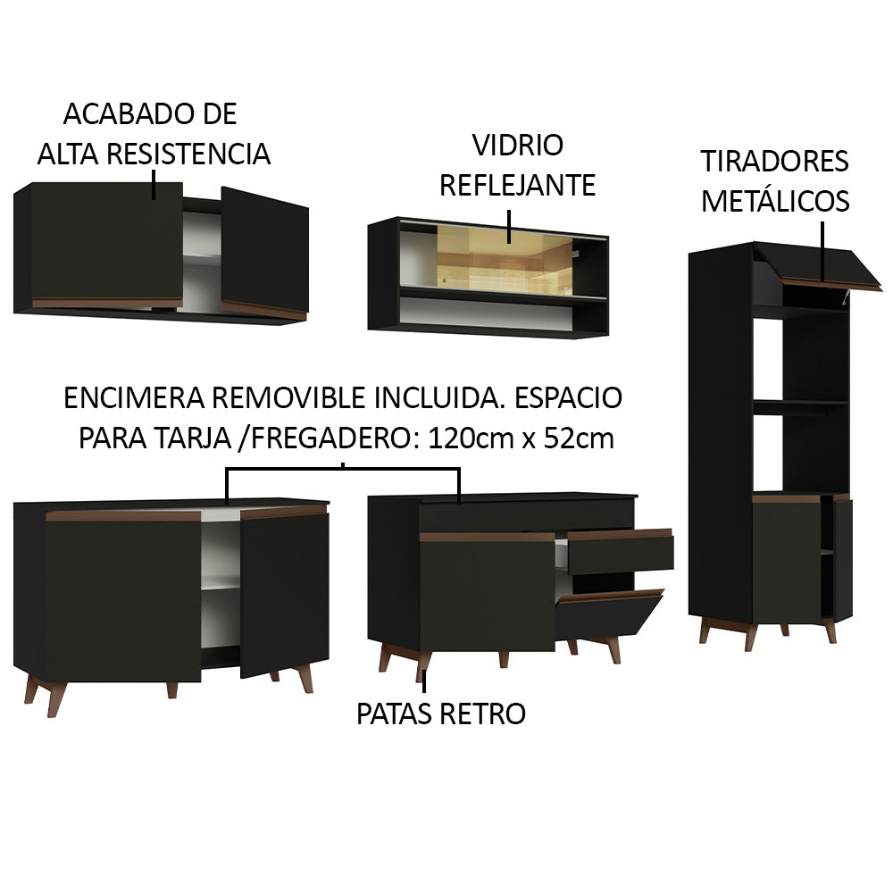 Combo completo de Cocina 310 cm Reims Negro 02