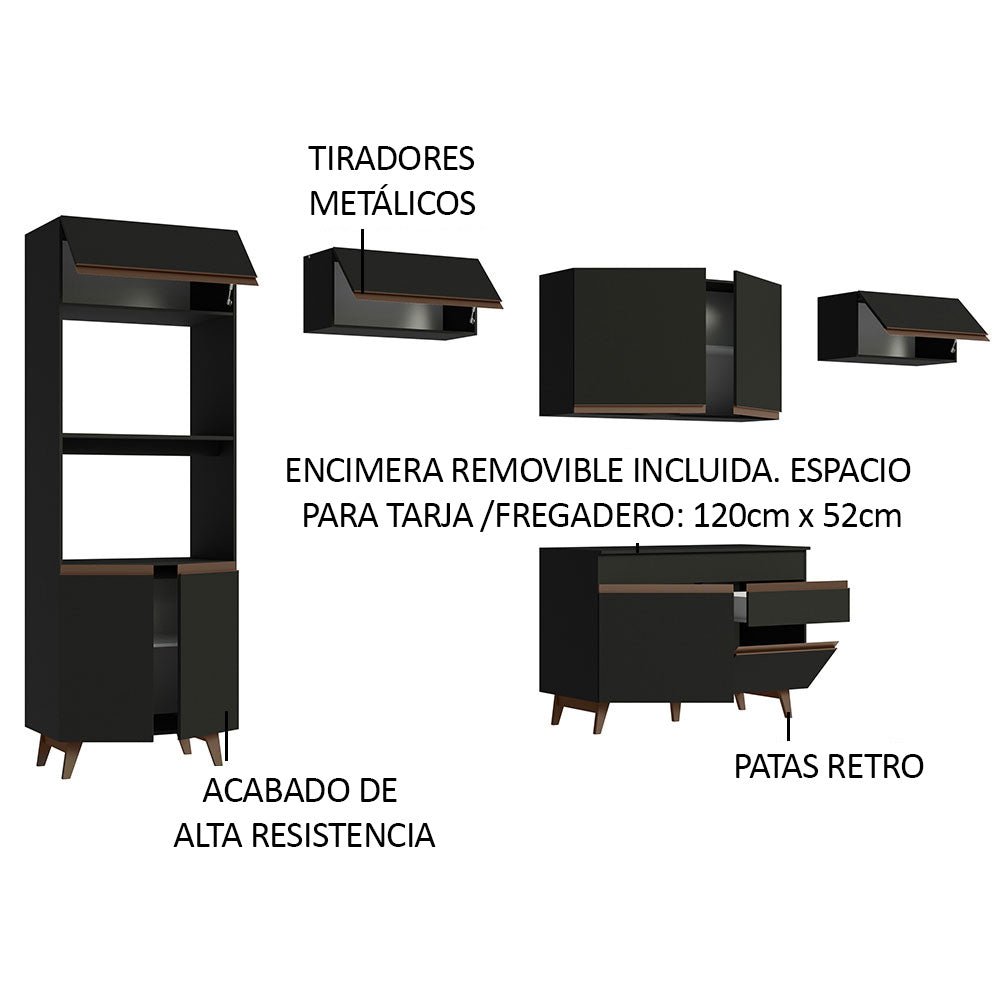 Combo completo de Cocina 330 cm Reims Negro 01