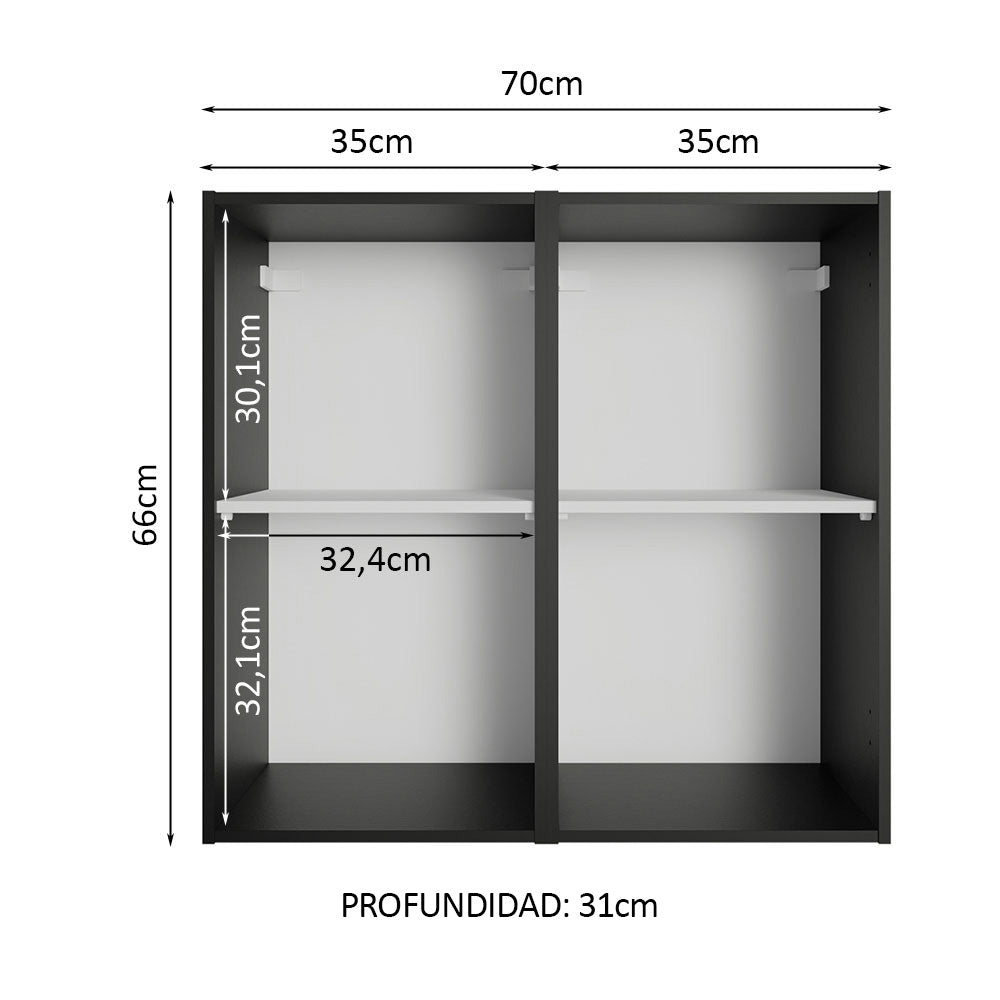 Alacena 70 cm 2 Puertas Negro Reims Madesa