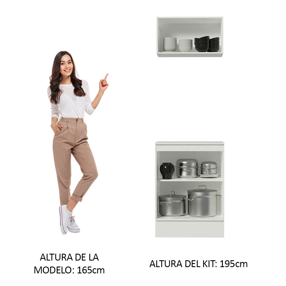 Kit Cocina 60 cm 100% MDF 2 Puertas 1 Abatible Blanco Smart Madesa
