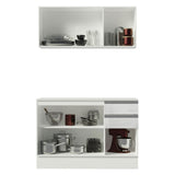Cocina Compacta Smart 100% MDF Puertas Brillante XP 120 cm 6 Puertas 2 Cajones (Con Mesada) Blanco Madesa