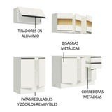 Cocina Compacta 100% MDF 180 cm Blanco Smart Madesa 01