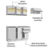 Cocina Compacta Smart 100% MDF 180 cm 7 Puertas 2 Cajones (Con Mesada) Blanco 02 Madesa