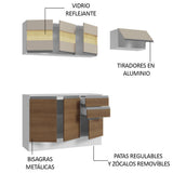 Cocina Compacta Smart 100% MDF 180 cm 7 Puertas 2 Cajones (Con Mesada) Blanco/Marrón/Crema Madesa